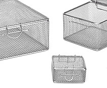 Victoris fine mesh sterilization basket systems for reprocessing reusable surgical instruments