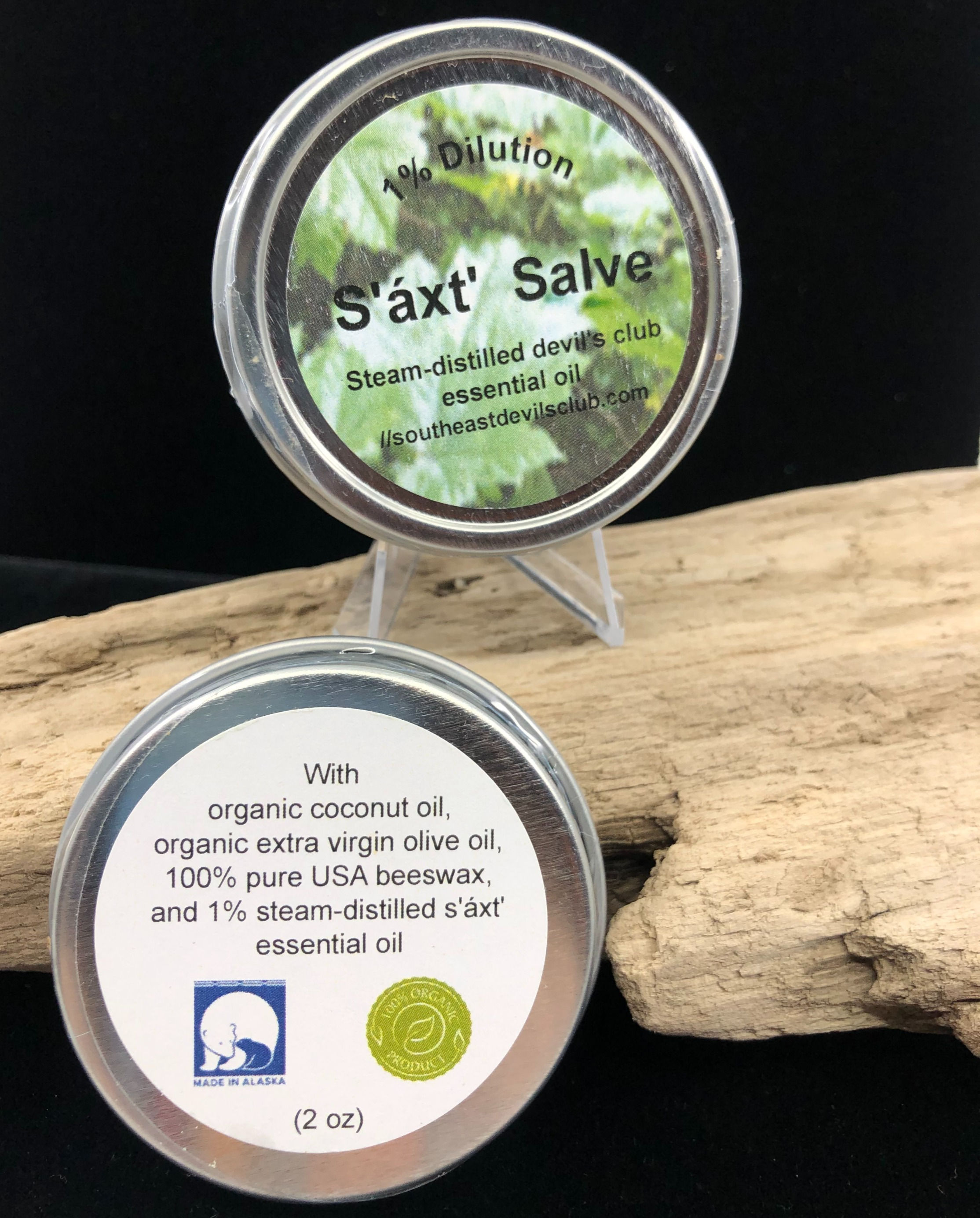 S’áxt’ (devil's club) 1% salve- 2 oz.