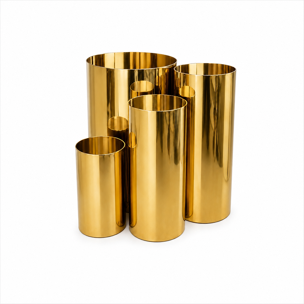 Gold Round Mirror Plinth Package