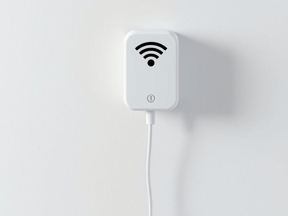 Tomada inteligente wifi conectada a parede branca