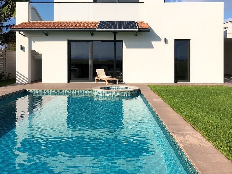 piscina com aquecedor solar instalado