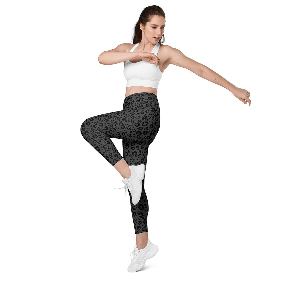 Thumbnail: Skull Leopard Print Leggings with pockets