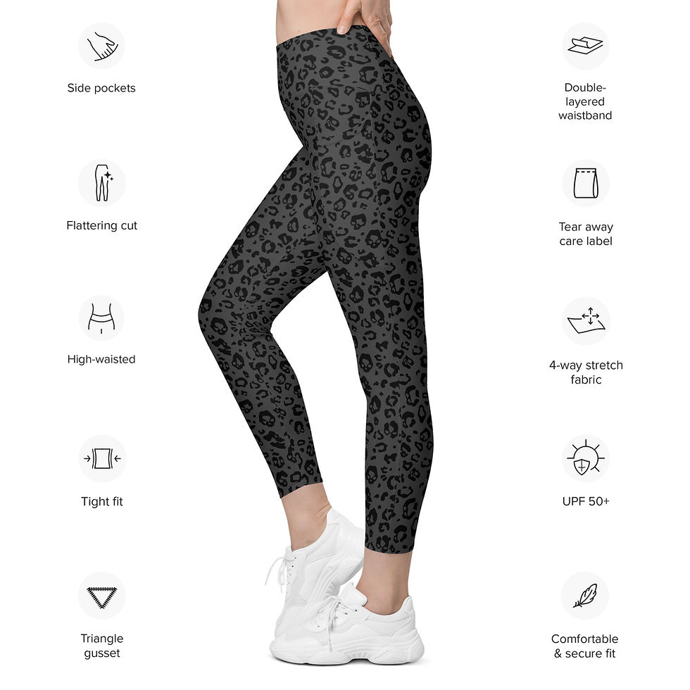 Thumbnail: Skull Leopard Print Leggings with pockets
