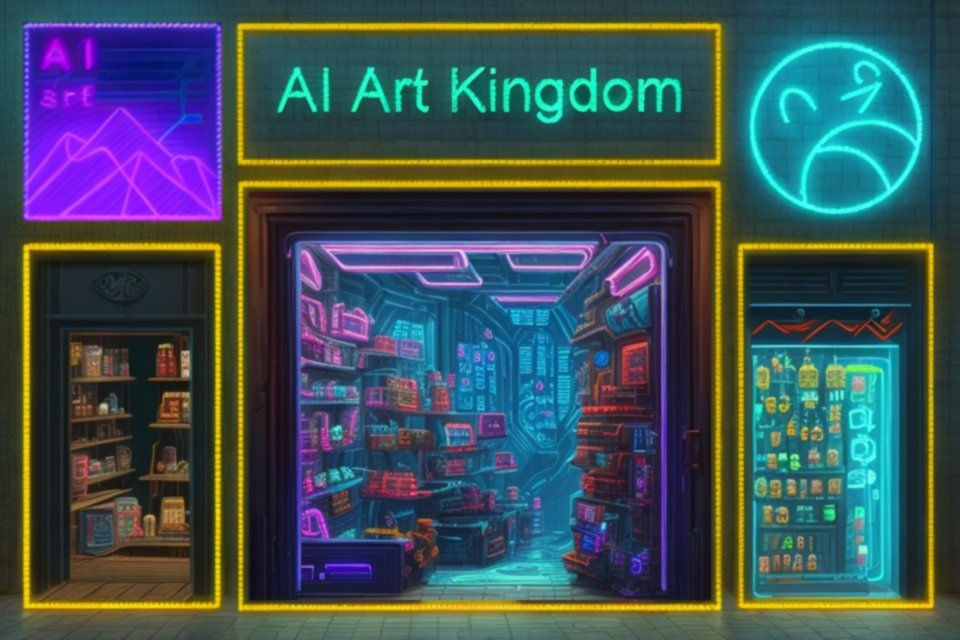 ai generated controlnet cyberpunk storefront