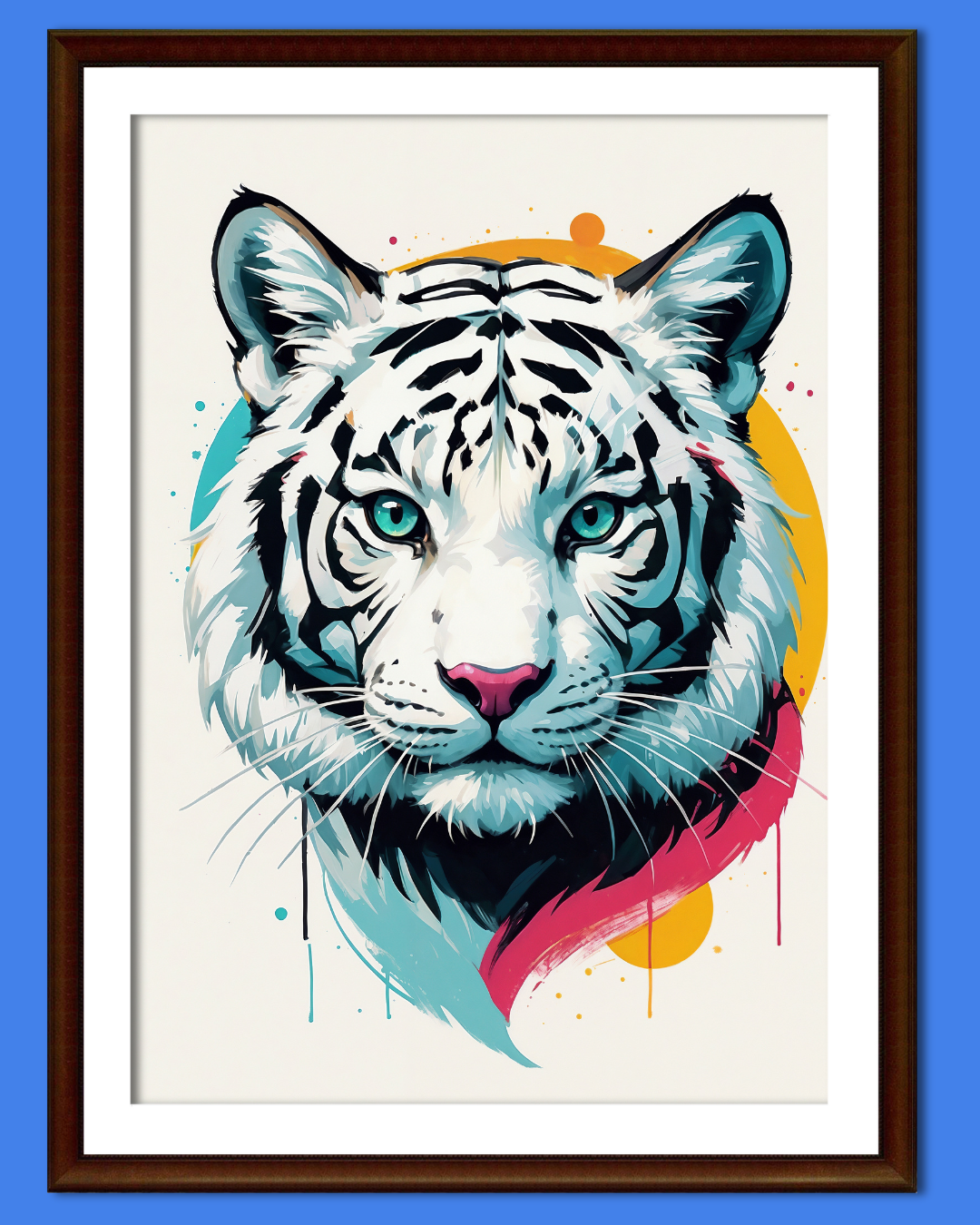Minimalist White Tiger Poster Print