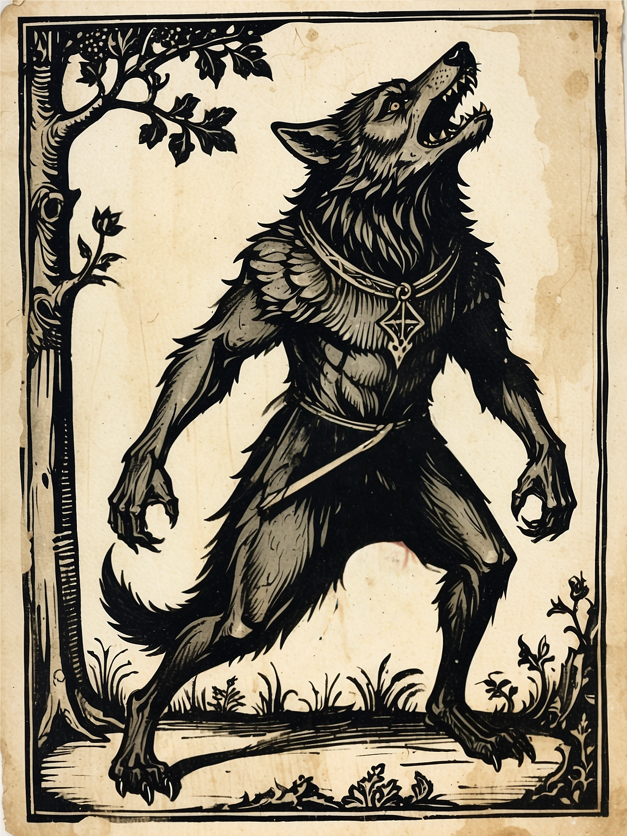 medieval style art werewolf