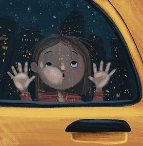Tessa's Pfeifer's thumbnail of a little kid's face pressed against window of a yellow car.