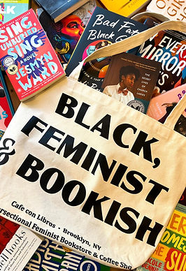 black, feminist & bookish tote and books.png