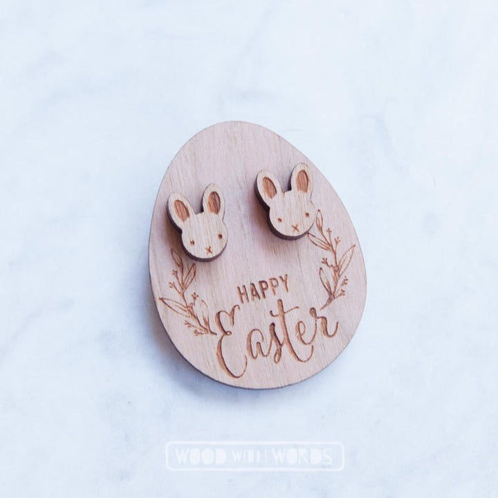 Happy Easter! Wooden bunny earrings