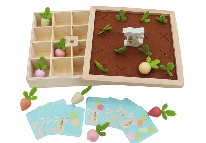 Wooden bunny vegetable matching game