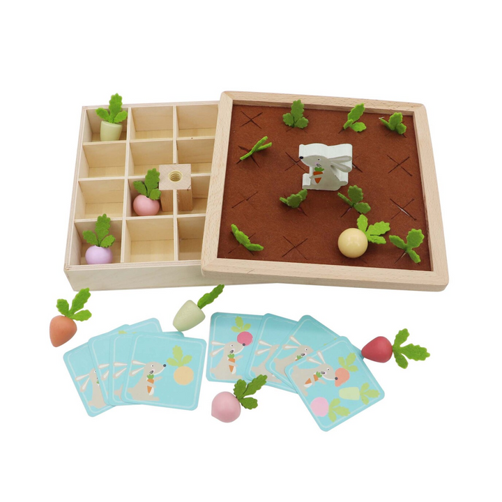 Wooden bunny vegetable matching game