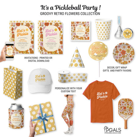 Pickleball Party Collection Retro Flowers