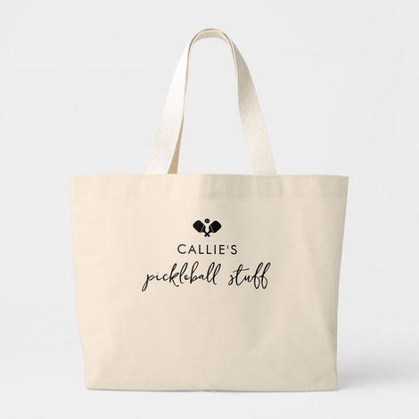 Personalized pickleball gear natural tote bag