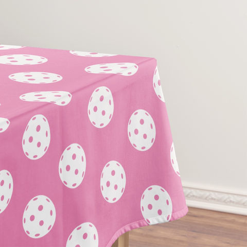 Pink White pickleball table cloth