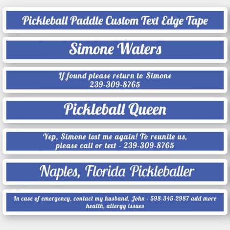 personalized pickleball paddle Identification label