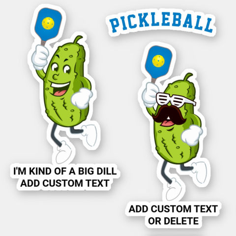 Funny Pickle playing pickleball  personalized sticker