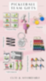 cute pickleball team gifts: cosmetic bags, keychains and hair ties