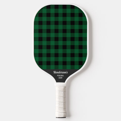 Green Black buffalo Check personalized pickleball paddle for home court private court,