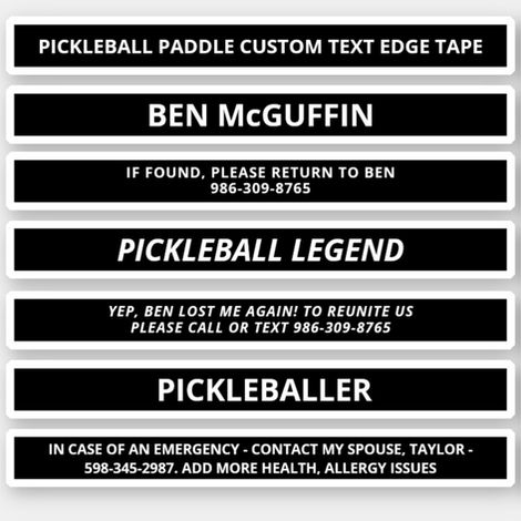 Personalized Pickleball Paddle ID Stickers