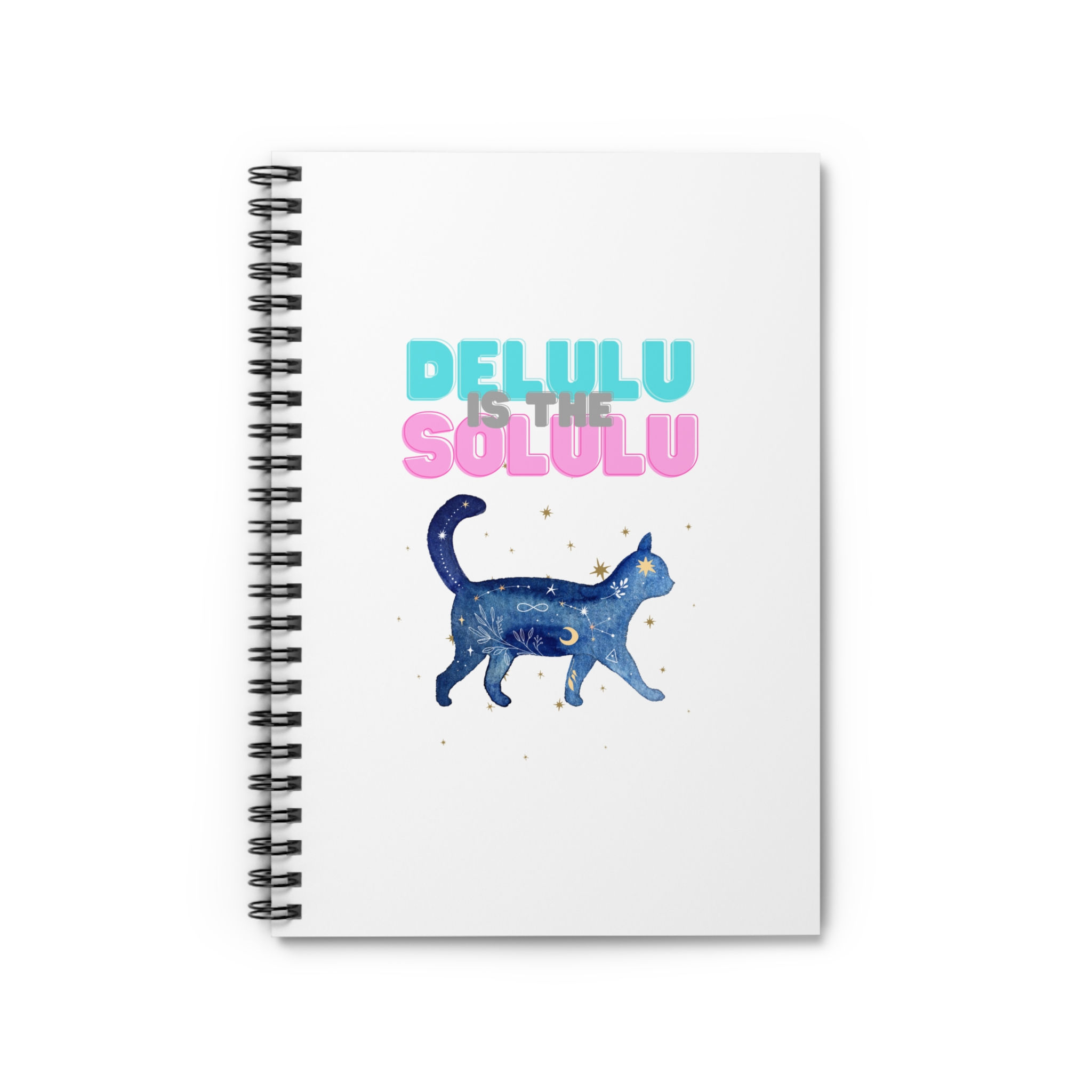 Delulu Is The Solulu Whimsical Cat Spiral Notebook - Rule Lined