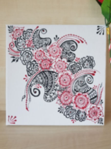 Henna Canvas | Red and Black Acrylic | 20cm x 20cm
