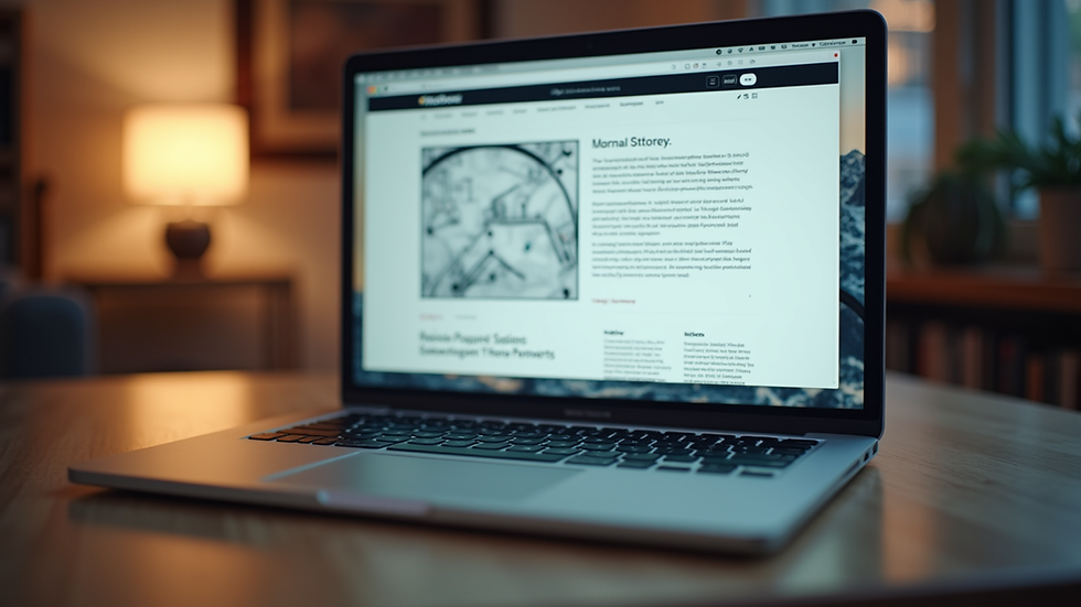 Eye-level view of a modern website layout on a laptop