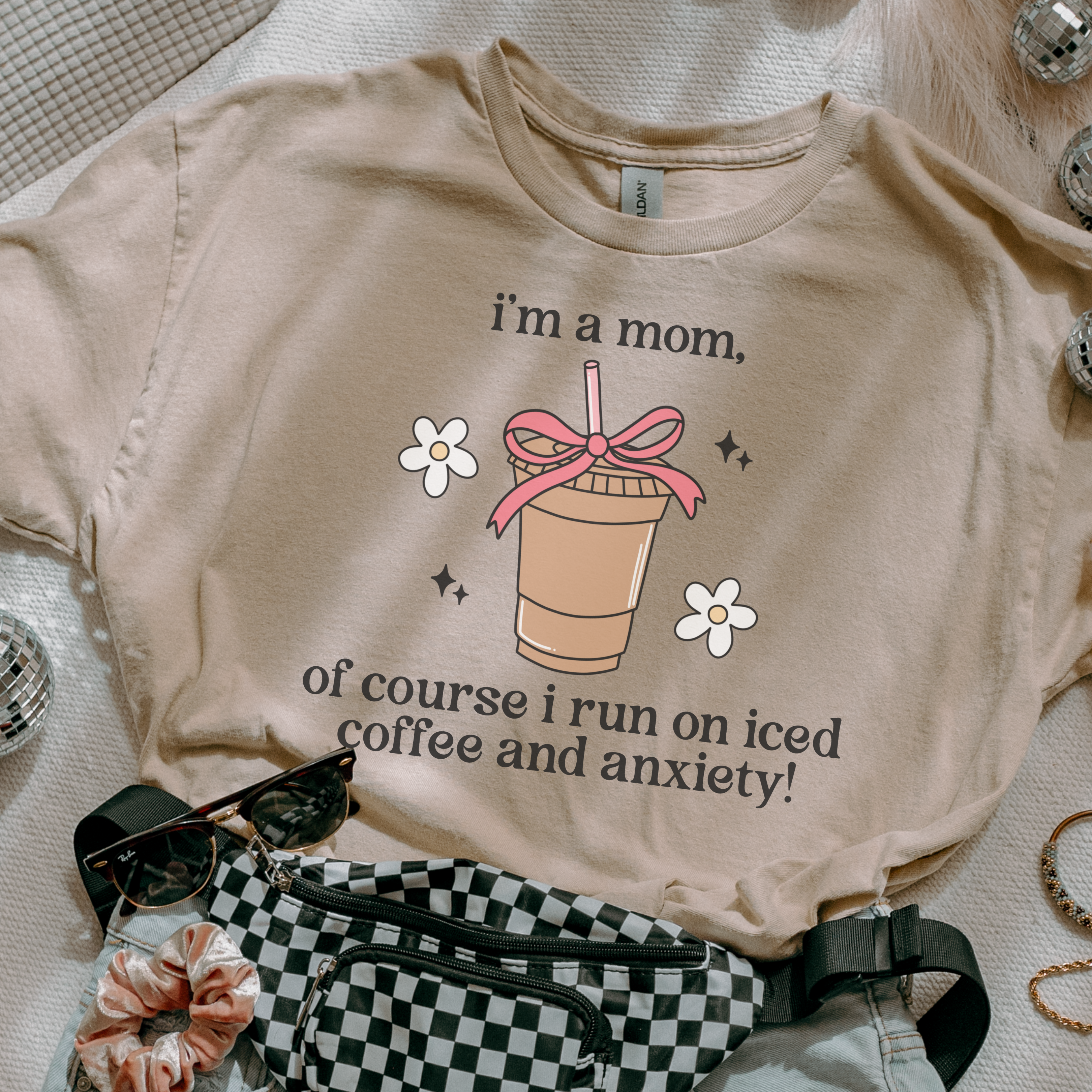 run on iced coffee and anxiety tee