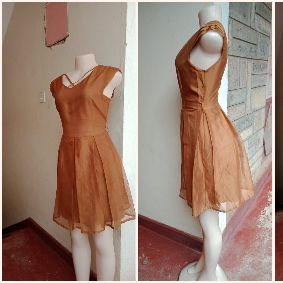 Thumbnail: Brown Skater Dress - Size 8 - 10