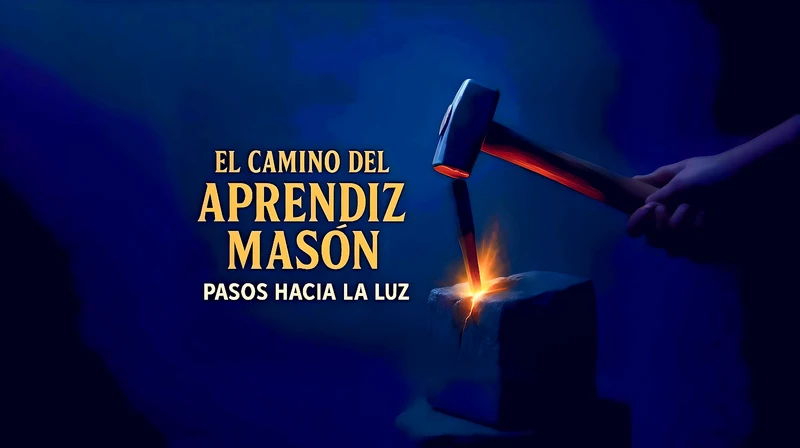 Mazo, cincel, piedra con grieta y luz saliendo de la grieta