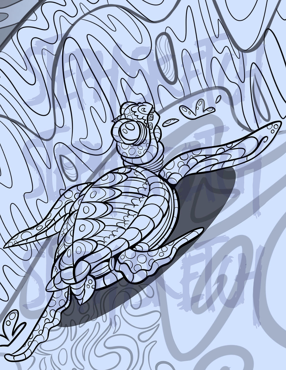 Turtle Unicorn - Coloring Page