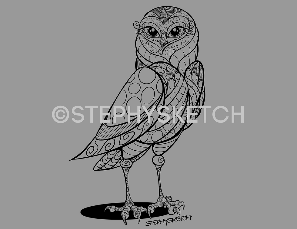Owlicorn - Coloring Page | STEPHYSKETCH