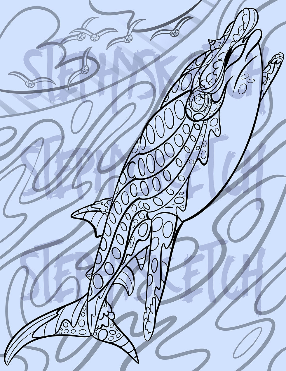 WhaleShark Unicorn - Coloring Page