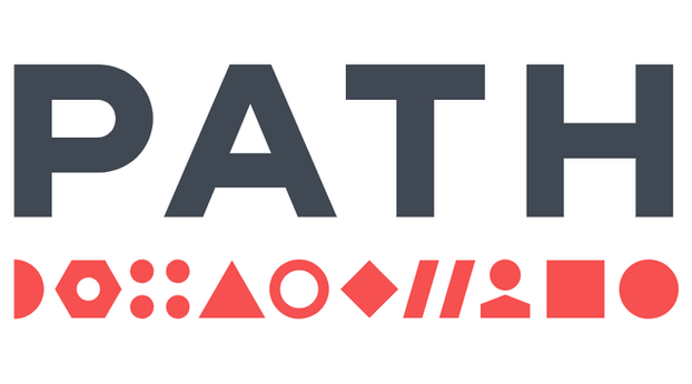 Black letters PATH with shapes underneath in red