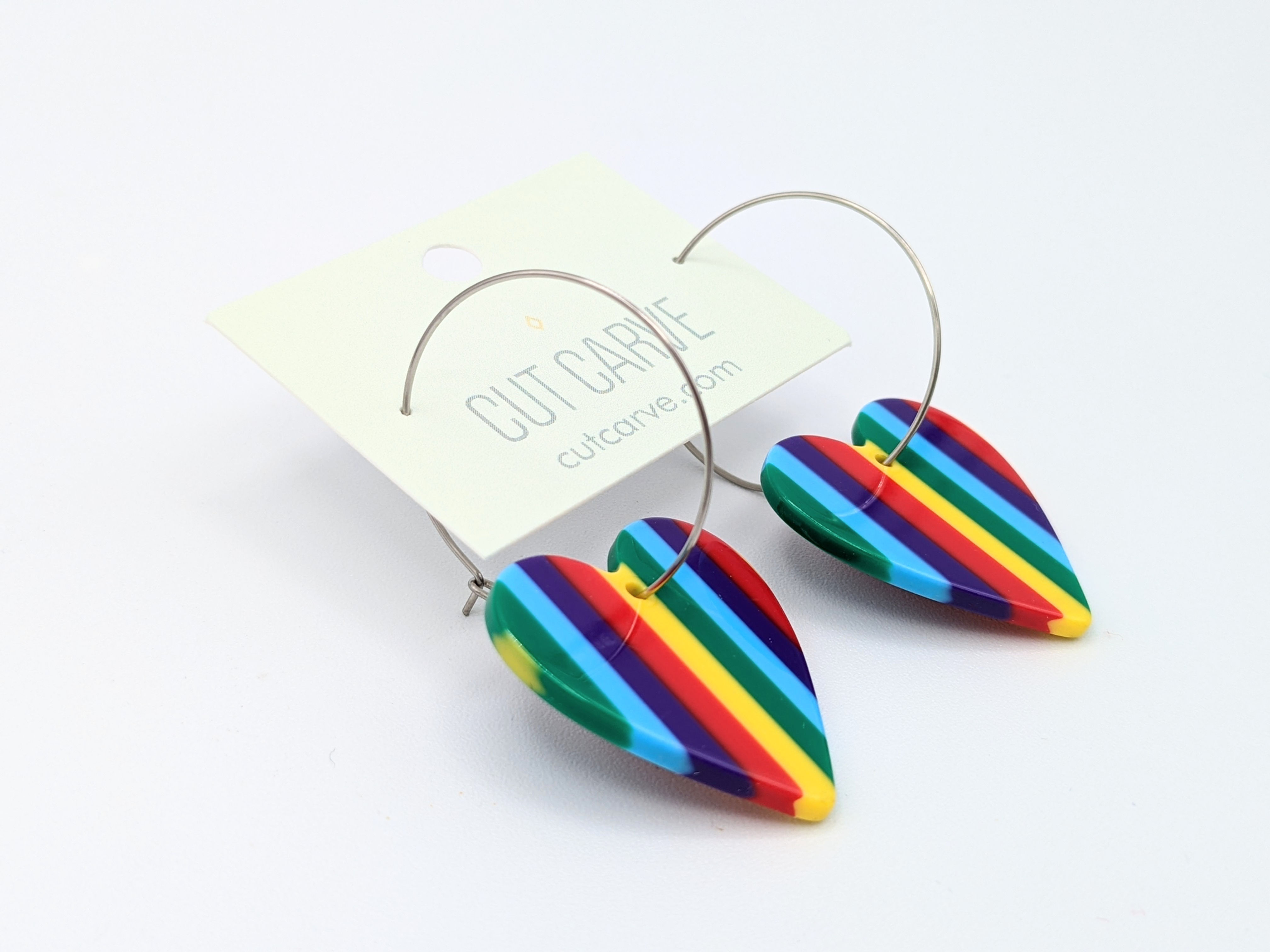 Rainbow Heart Hoops