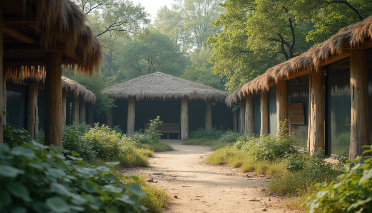 Vue à hauteur d’œil d’un enclos vide après le départ des pandas
