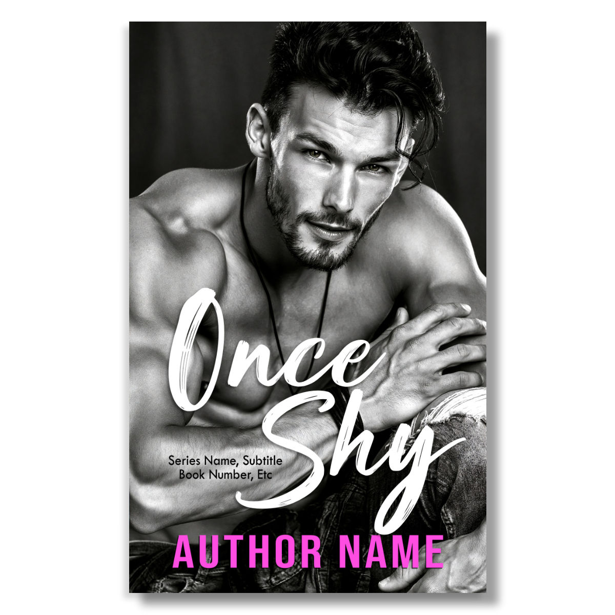BWWM Premade Book Cover Romance: Black and White Shirtless Male Model Cover