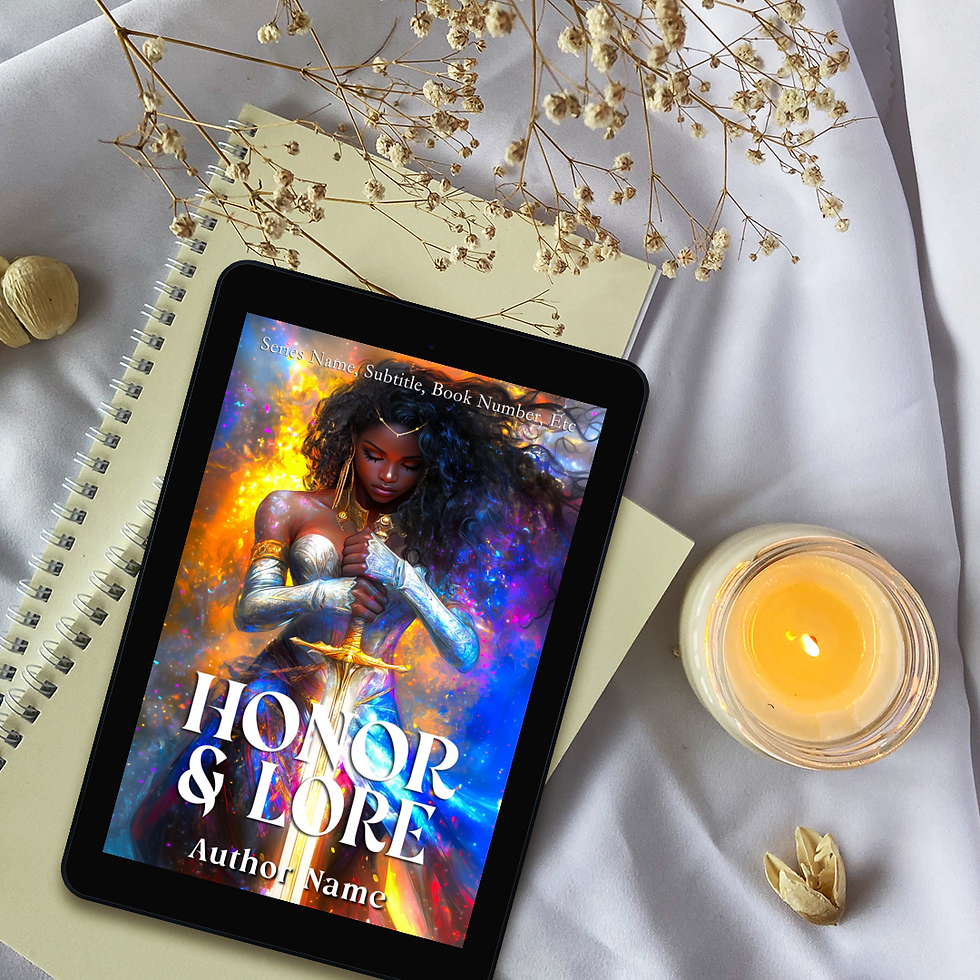 Thumbnail: Black Heroine Book Cover: Premade Black Female Fantasy Hero Character 