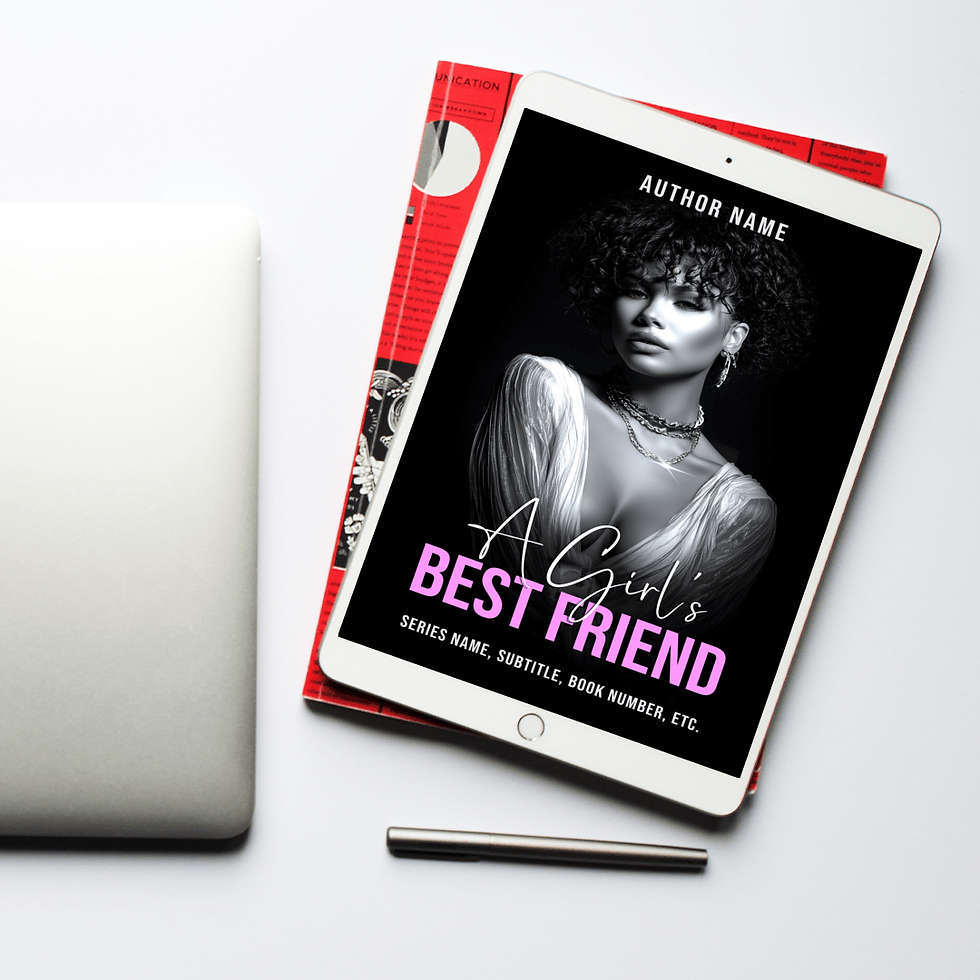 Thumbnail: Black and White Romance Book Cover Premade, Black Woman, Romantic Suspense, BWWM