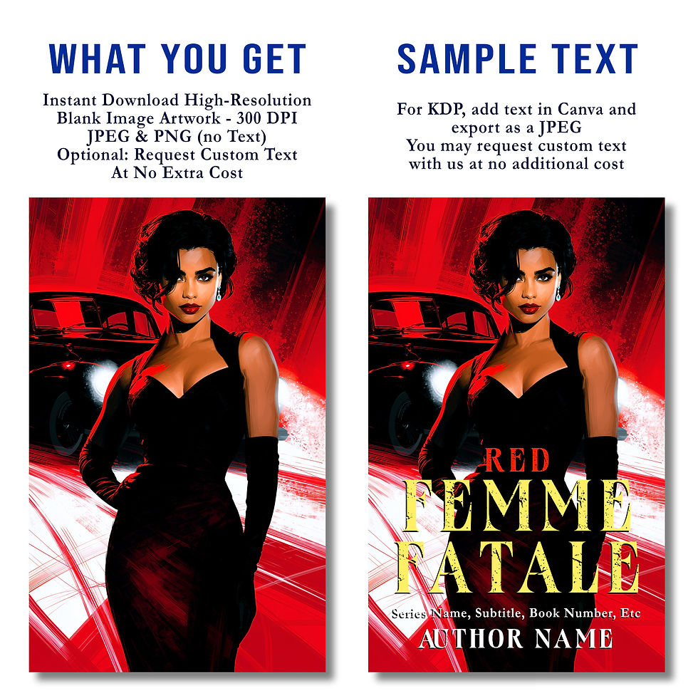 Thumbnail: Femme Fatale Premade Book Cover: Beautiful Black Woman in Little Black Dress