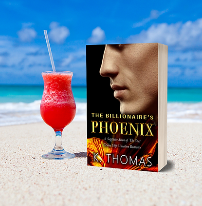 Book 2 Paperback mockup of the Sapphire Siren of the Seas trilogy. The Billionaire's Phoenix book on a beach mockup.