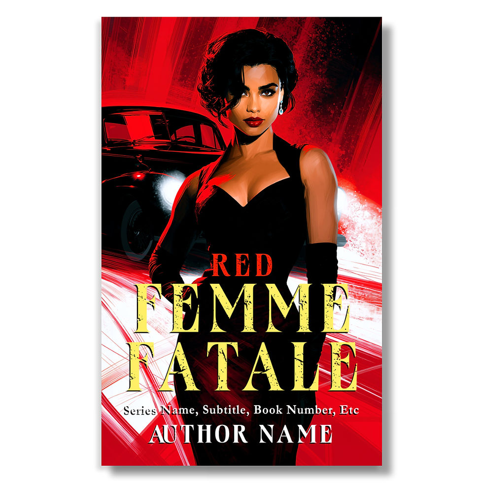 Thumbnail: Femme Fatale Premade Book Cover: Beautiful Black Woman in Little Black Dress