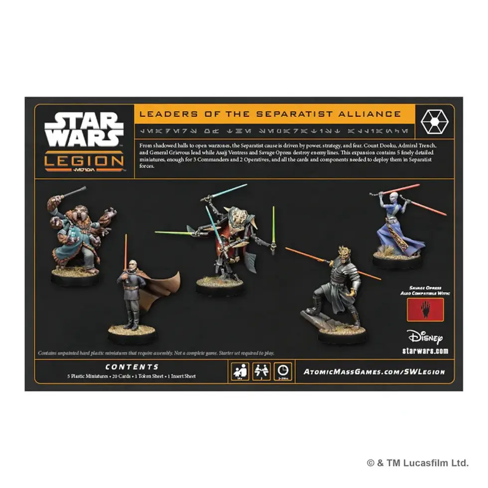 Star Wars: Legion – Leaders of the Separatist Alliance Back Cover