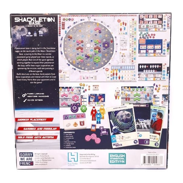 Shackleton Base: A Journey to the Moon Board Game Back Cover