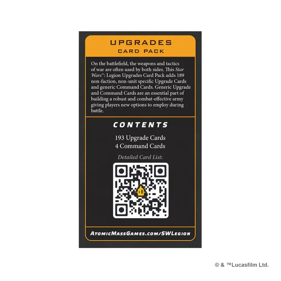 Star Wars: Legion - Upgrades Card Pack Miniature Game Back Cover