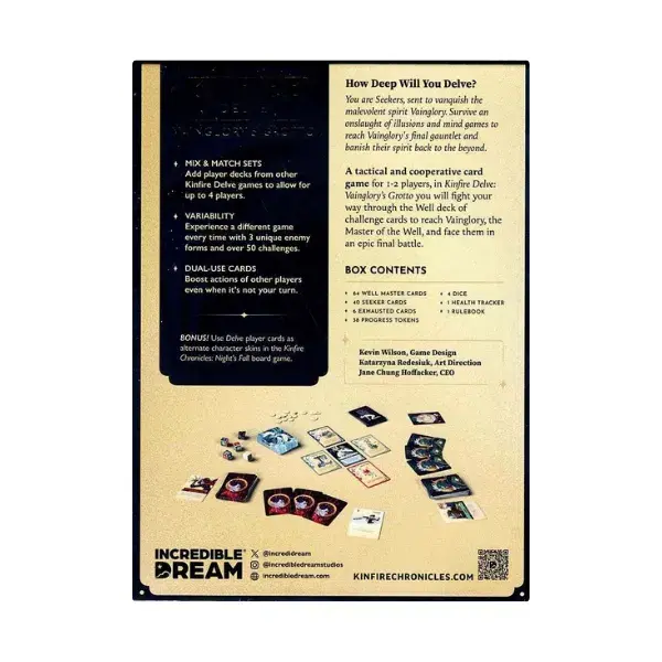 Thumbnail: Kinfire Delve: Vainglory’s Grotto Board Game Back Cover