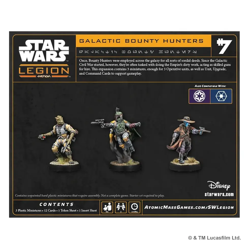 Star Wars: Legion Galactic Bounty Hunters Back Cover