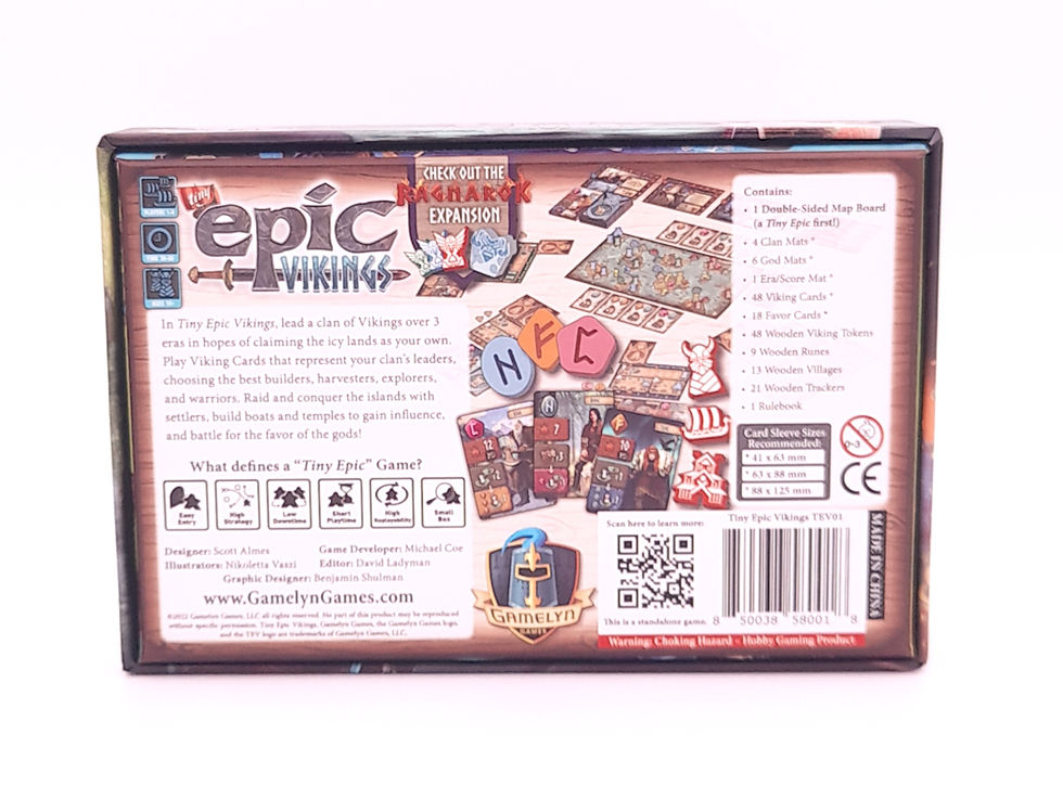 Tiny Epic: Vikings Boardgame Back Cover