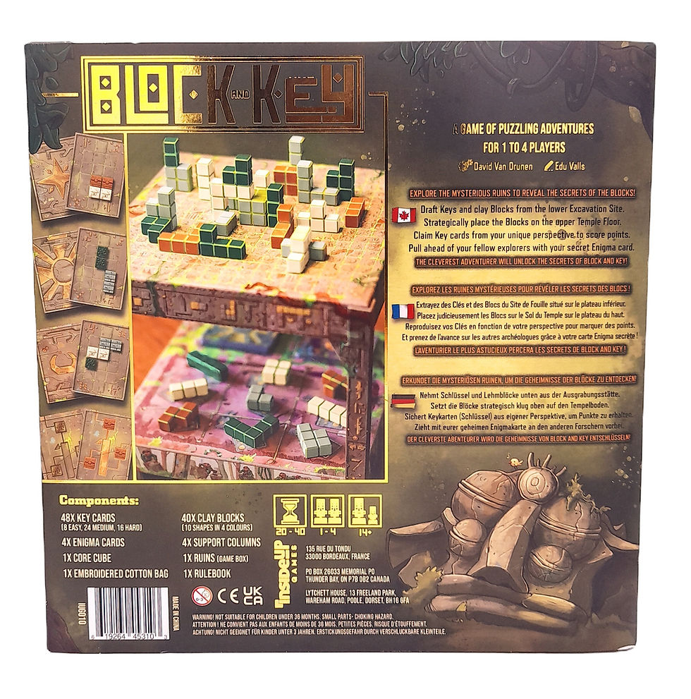 Block & Key Boardgame Back Cover