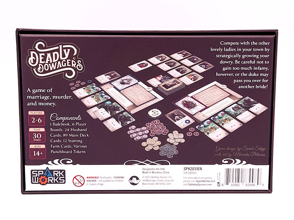 Deadly Dowagers Board Game Back Cover