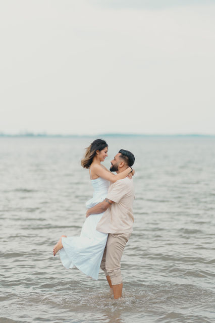 Harkaran and Sukh pre-wedding shoot on the beach at Upper Canada Village – wedding photography by Three Axis Media Ottawa